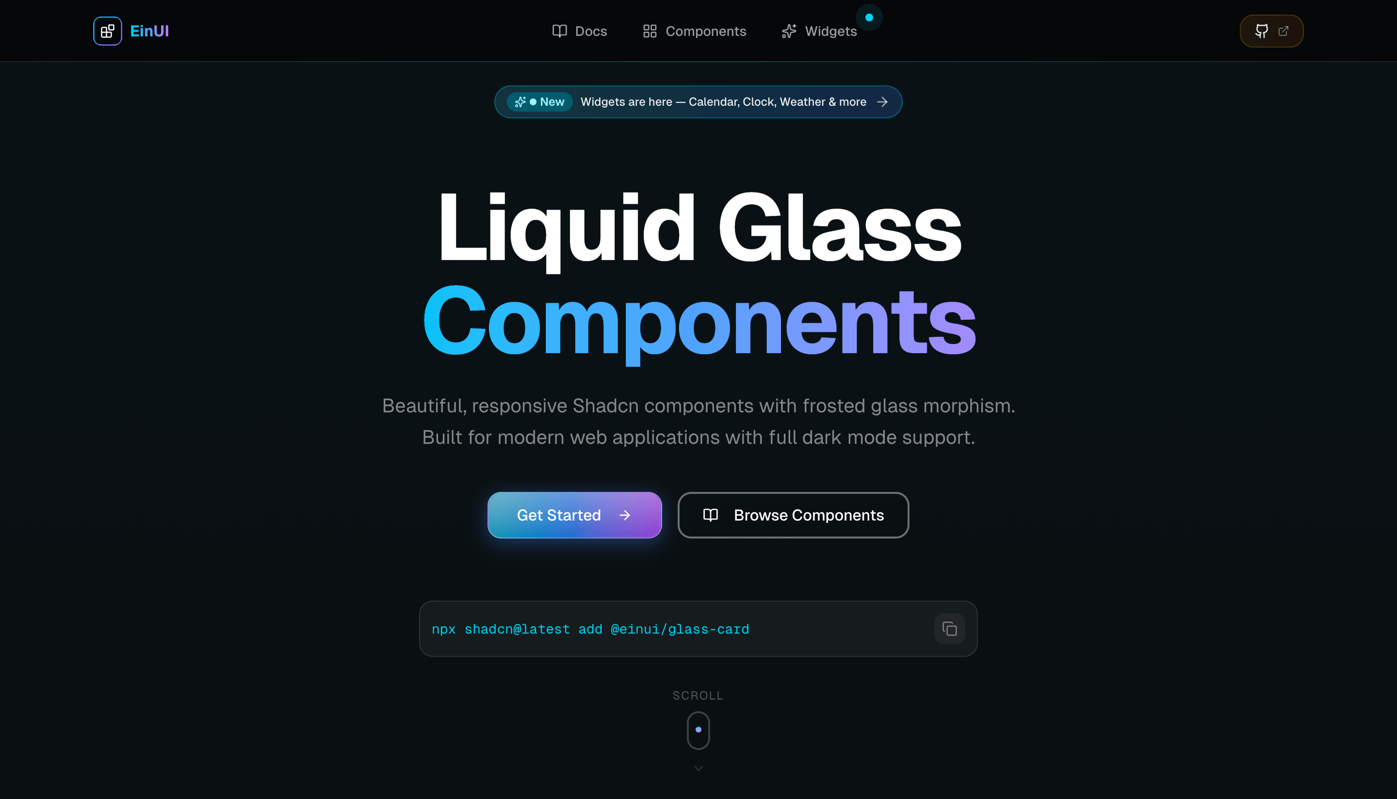 تصویر پروژه EinUI - کمپوننتهای شیشهای مایع